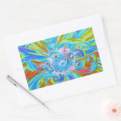 フェスティバルシャルトリュースアンドブルーダリアフラワー花びら 長方形シール (封筒)