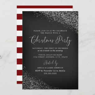 フェスティバルシャルボードホワイトレッドスノークリスマス 招待状