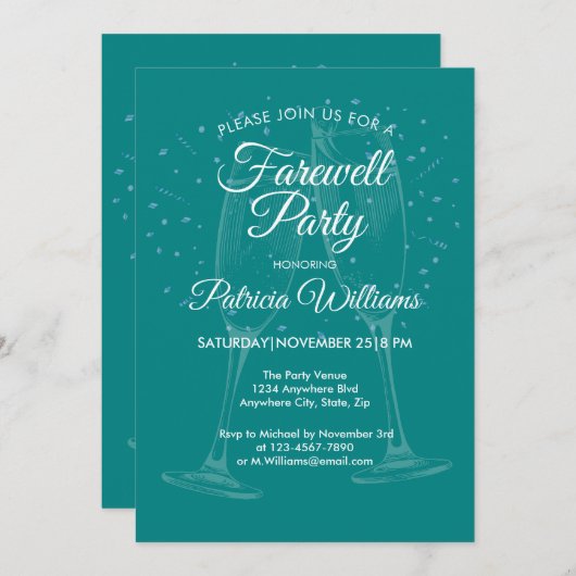 フェスティバルシャンパンウーメンズフェアヴァーお祝い 招待状 (正面/裏面)