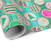 フェスティバルシュガークッキーonブライトティール（緑がかった色） ラッピングペーパー (ロールコーナー)