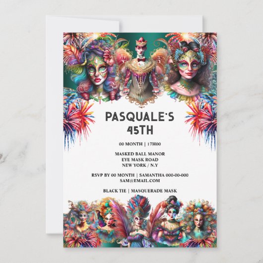 フェスティバルショーマン女性花火カーニバルテーマ 招待状 (正面)