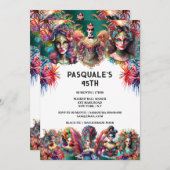 フェスティバルショーマン女性花火カーニバルテーマ 招待状 (正面/裏面)