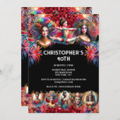 フェスティバルショーメンカーニバルパーティー回路テーマおもしろい 招待状 (正面/裏面)