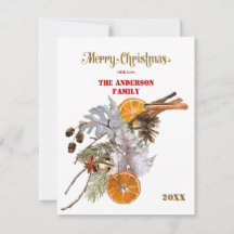 フェスティバルシルバーとオレンジのクリスマスカード