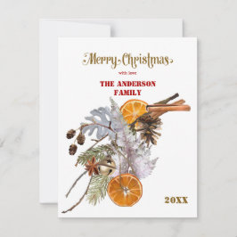 フェスティバルシルバーとオレンジのクリスマスカード シーズンカード