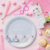 フェスティバルシルバーのクリスマスボールを雪に ペーパープレート (パーティー)