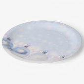 フェスティバルシルバーのクリスマスボールを雪に ペーパープレート (アングル)