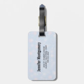 フェスティバルシルバーのクリスマスボールを雪に ラゲッジタグ (裏面縦)