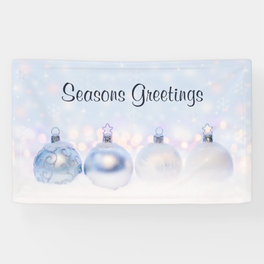 フェスティバルシルバーのクリスマスボールを雪に 横断幕 (横)