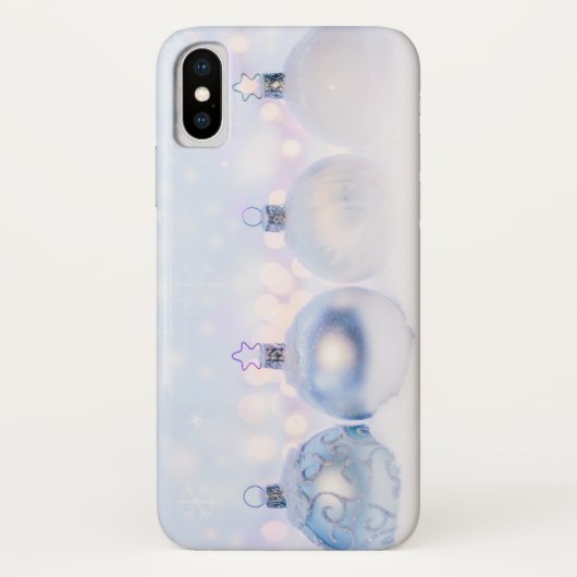 フェスティバルシルバーのクリスマスボールを雪に Case-Mate iPhoneケース (裏面)