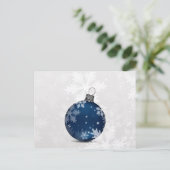 フェスティバルシルバーネイビーブルーオーナメントホリデーカード シーズンポストカード (スタンド正面)