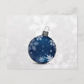 フェスティバルシルバーネイビーブルーオーナメントホリデーカード シーズンポストカード (正面)