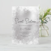 フェスティバルシルバー白エレガント雪シック甘い16 招待状 (スタンド正面)