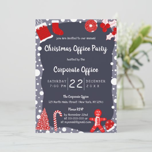 フェスティバルシンプルイラスト事務所クリスマス 招待状 (スタンド正面)