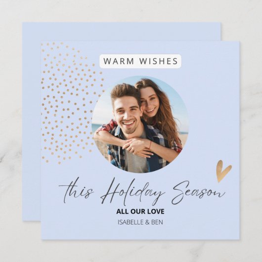 フェスティバルシンプルカップル写真クリスマスホリデー シーズンカード (正面/裏面)