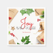 フェスティバルシンプルクリスマスジョイトゥザワールドリース スタンダードカクテルナプキン (正面)