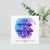 フェスティバルシンプルクリスマスツリー芸術的ファミリー シーズンカード (スタンド正面)