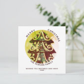 フェスティバルシンプルクリスマスツリー芸術的ファミリー シーズンカード (スタンド正面)