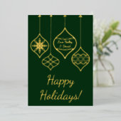 フェスティバルシンプルグリーン&金ゴールドバウブルクリスマス 箔シーズンカード (立ち正面)