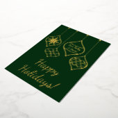 フェスティバルシンプルグリーン&金ゴールドバウブルクリスマス 箔シーズンカード (回転した状態)