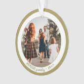 フェスティバルシンプルゴールデンクリスマスファミリーフォト オーナメント (正面)