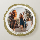 フェスティバルシンプルゴールデンクリスマスファミリーフォト ラウンドクッション (正面)