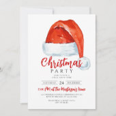フェスティバルシンプルサンタスハットクリスマスパーティー 招待状 (正面)