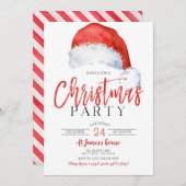 フェスティバルシンプルサンタスハットクリスマスパーティー 招待状 (正面/裏面)