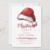 フェスティバルシンプルサンタハットクリスマスパーティー 招待状 (正面)