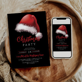 フェスティバルシンプルサンタハットクリスマスパーティー 招待状