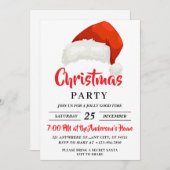 フェスティバルシンプルサンタハットクリスマスパーティー 招待状 (正面/裏面)