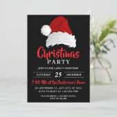 フェスティバルシンプルサンタハット、ブラッククリスマスパーティー 招待状 (スタンド正面)