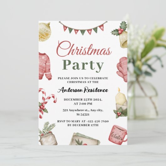 フェスティバルシンプル水の色クリスマスパーティー 招待状 (スタンド正面)