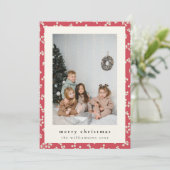 フェスティバルシンプル赤フローラ縦写真クリスマス シーズンカード (スタンド正面)
