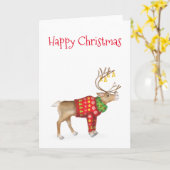 フェスティバルジャンパーのトナカイのクリスマスカード カード (黄色い花)