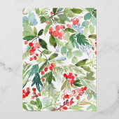 フェスティバルジュニパーアンドホリーリースクリスマスパーティー 箔招待状 (裏面)