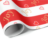 フェスティバルジョイハートパターンストライプのオン赤と白 ラッピングペーパー (ロールコーナー)