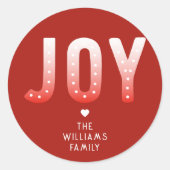 フェスティバルジョイレトロタイポグラフィ 赤と白 | グラデーション ラウンドシール (正面)