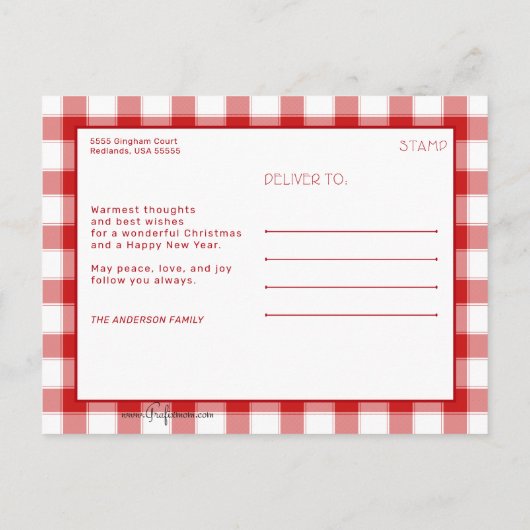 フェスティバルジョイ平和ラブレッドプレイド写真 ポストカード (裏面)