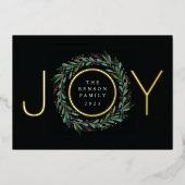 フェスティバルジョークリスマスリース葉ズベリー 箔シーズンカード (正面)