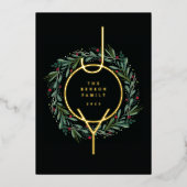 フェスティバルジョークリスマスリース葉ズベリー 箔シーズンカード (正面)