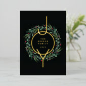 フェスティバルジョークリスマスリース葉ズベリー 箔シーズンカード (立ち正面)