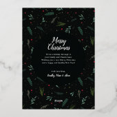 フェスティバルジョークリスマスリース葉ズベリー 箔シーズンカード (裏面)