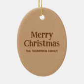 フェスティバルジンガーブレッドクリスマスクッキーオンベージュ セラミックオーナメント (裏面)