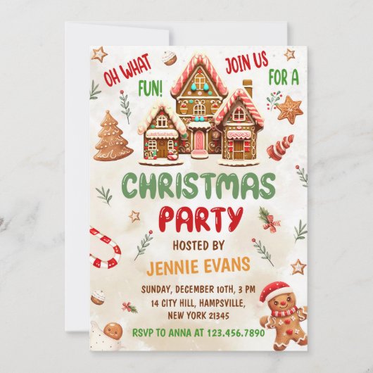 フェスティバルジンガーブレッドハウスクリスマスパーティー 招待状 (正面)