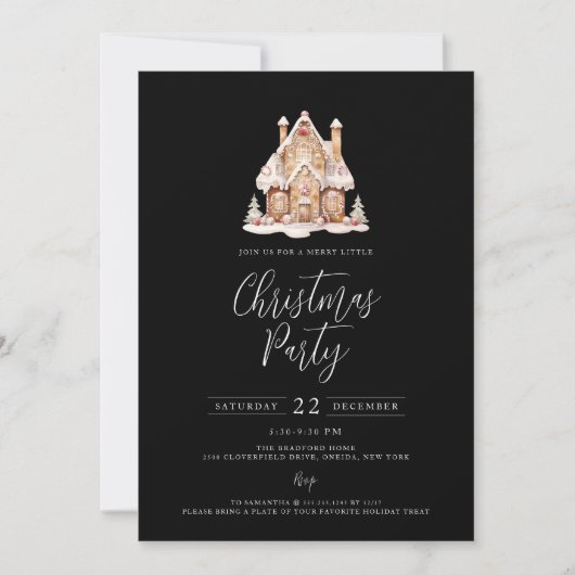 フェスティバルジンガーブレッドハウスクリスマスパーティー 招待状 (正面)