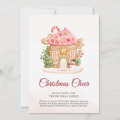 フェスティバルジンガーブレッドハウスクリスマスホリデーカード シーズンカード (正面)