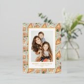 フェスティバルジンガーブレッドハウスミントフォトクリスマス 箔シーズンポストカード (立ち正面)