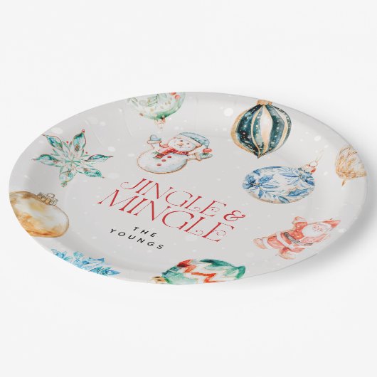 フェスティバルジングル&ミングルクリスマス ペーパープレート (アングル)