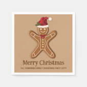 フェスティバルジンジャーブレッドクリスマスクッキーと文字 スタンダードカクテルナプキン (正面)